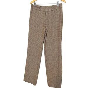 Escada Plaid Brown Tan Checkered Tweed Style Straight Leg Pants size 38